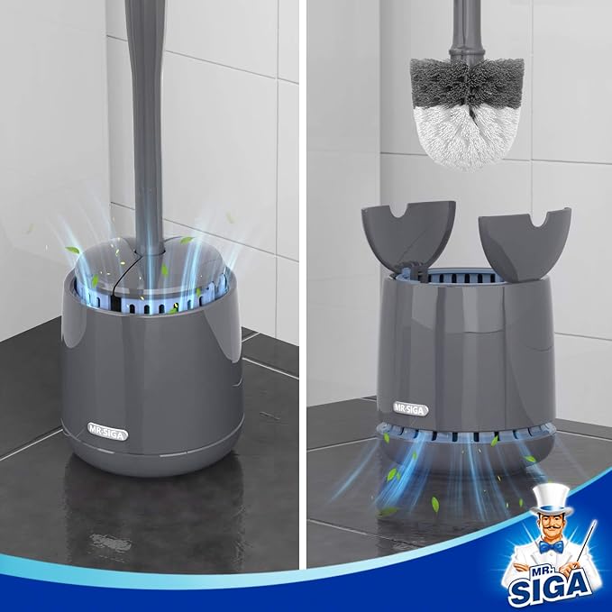 MR.SIGA Toilet Bowl Brush and Holder, Sturdy Long Handle, 1 Pack | Automatic - Image 3