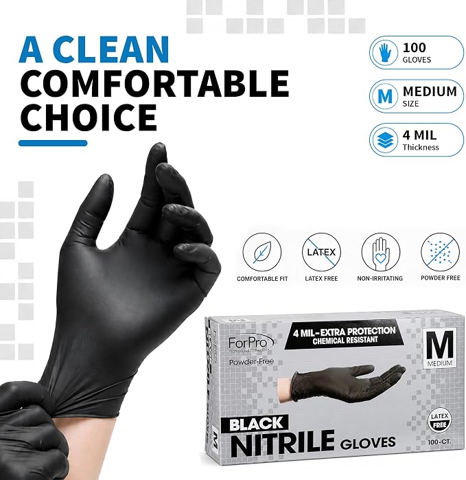 ForPro Disposable Nitrile Gloves, Chemical Resistant, Powder-Free, Latex-Free - Image 7