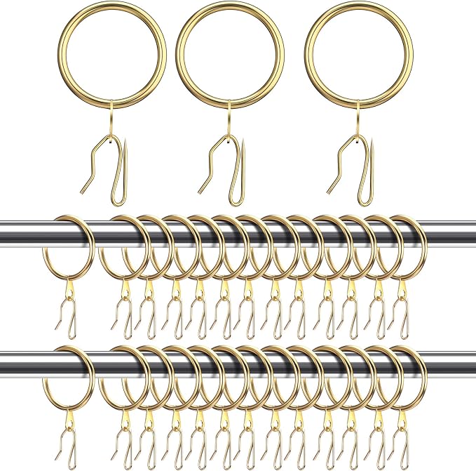 Hotop 60 Pcs 1.26 Inch Curtain Ring and 60 Pcs Pin Hook, 0.98/1.26/1.5/1.65 by HOTOP