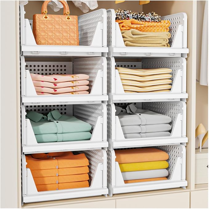 Upgraded Closet Organizers and Storage, Stackable Closet Organizer Basket by SNSLXH