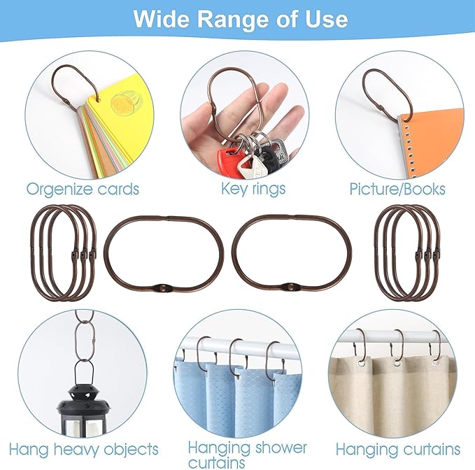 24 Pcs Shower Curtain Rings, Shower Curtain Hooks, Oval Snap Shower Rings - Image 6
