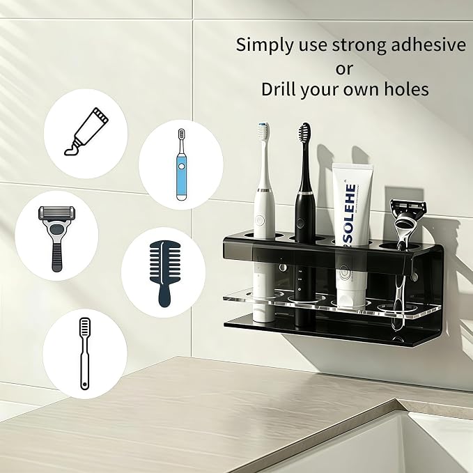 Black 4 Slots Acrylic Electric Toothbrush Holders - Image 2