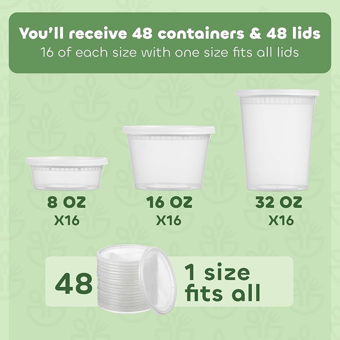 48 Sets Plastic Deli Containers - 8oz - Image 2