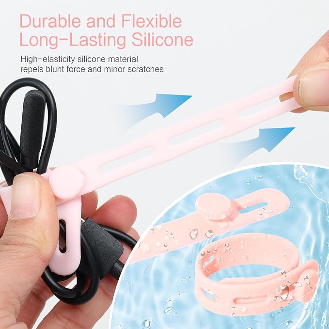 Donruby 24Pcs Silicone Cable Ties, Reusable Cord Organizer Straps, 5.12" - Image 4