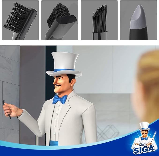 MR.SIGA Grout Cleaner Brush Set, Detail Cleaning Brush Set - Image 2