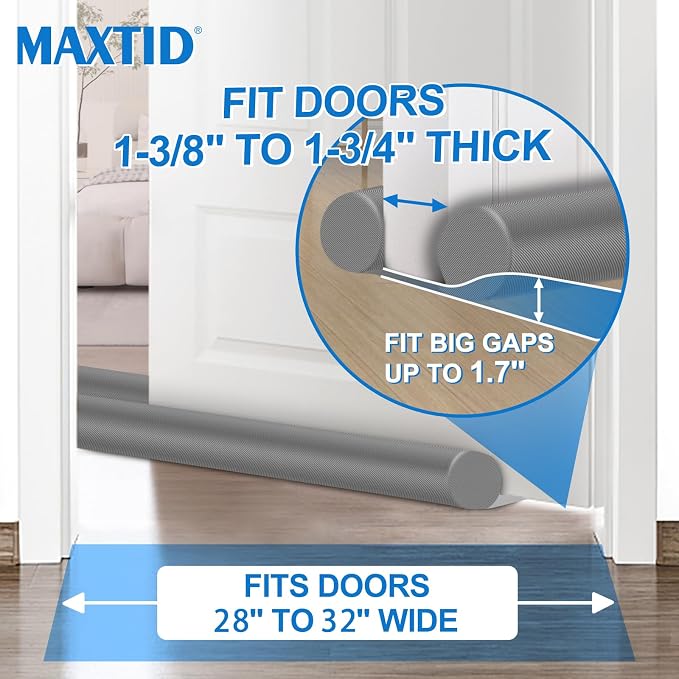 MAXTID Large Door Draft Blocker 32" Grey Bottom Door Draft Stoppers | Weather - Image 4