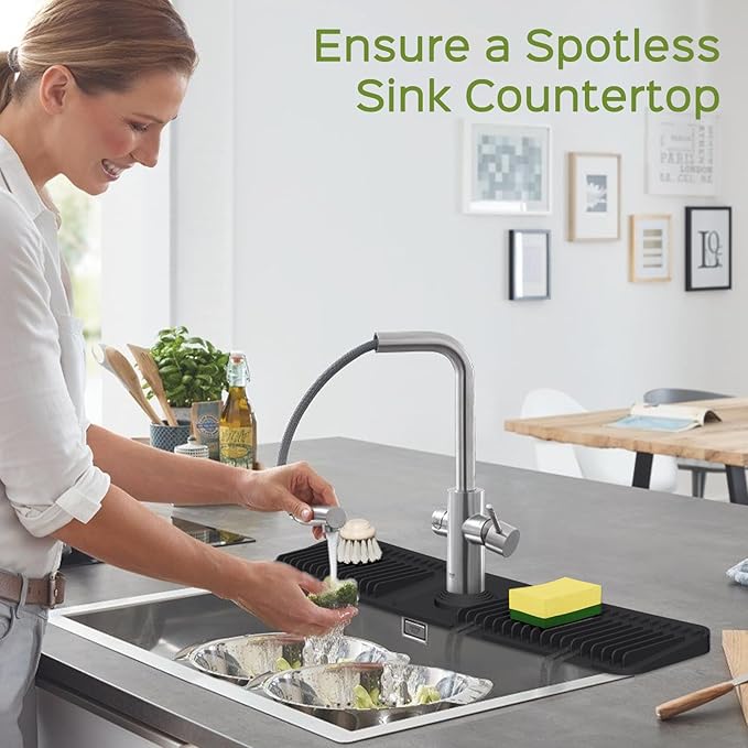 24 Inch Silicone Faucet Mat for Kitchen Sink Splash Guard – Upgraded Draining - Image 5