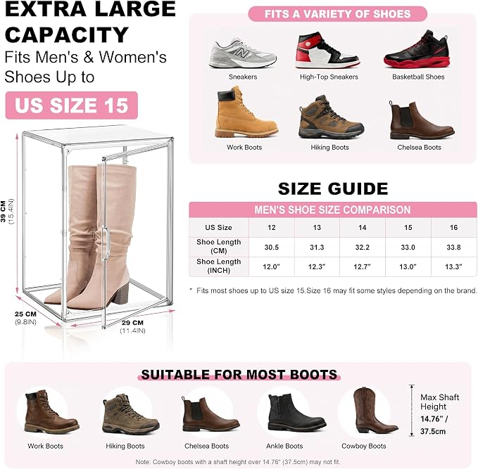 Clear Tall Boot Storage Box, Organizer - Image 2