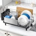 Stainless Steel Dish Drying Rack - Large Capcity 304 Grade Dish Drainer for Kitchen Counter with Drain Board, Utensil Holder & Detachable Cup Shelf, Rustproof Multifunctional Organizer