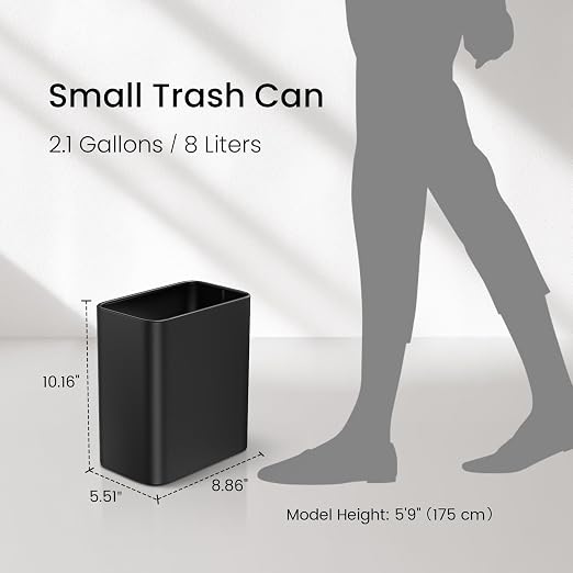 Cesun Small Bathroom Trash Can, 2.1 Gallons, Under Sink Wastebasket, Stainless - Image 8