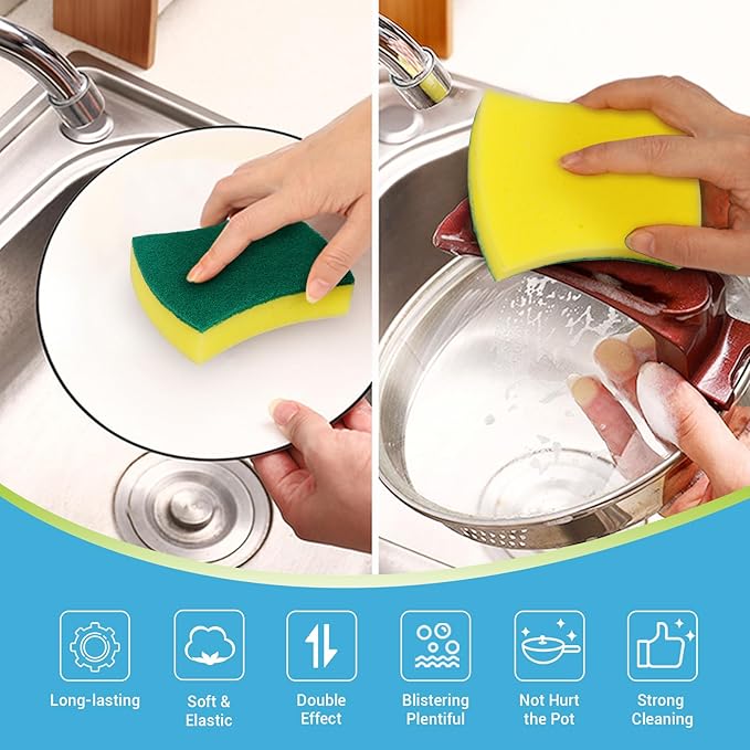 AIDEA Sponges Kitchen, 50-PK Heavy Duty Dish Sponge Kitchen, Scrub Sponges | - Image 3