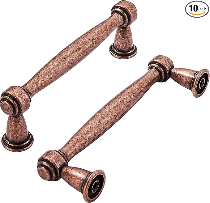 khtumeware 10 Pack 3-3/4 Inch(96mm) Antique Copper Cabinet pulls Kitchen Cabinet Handles Kitchen Cabinet Hardware for Cupboard Drawer Handles Dresser Pulls
