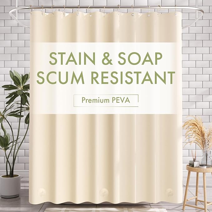 AmazerBath Shower Curtain Liner, 72x72 Beige Shower Curtain Liners, Lightweight by AmazerBath