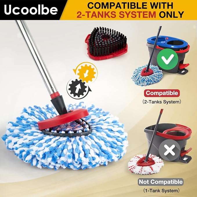 Spin Mop Replace Head for O-Cedar RinseClean 2-Tank Mop Refill, 4+3 Pack - Image 2