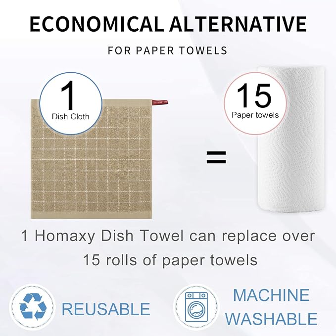 Homaxy 100% Cotton Terry Kitchen Dish Cloths, 8 Pack - Image 7