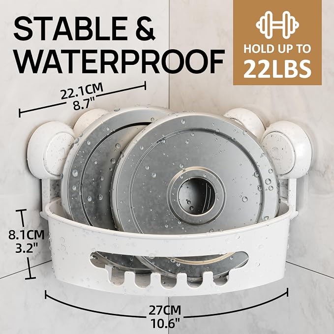 LEVERLOC Corner Shower Caddy Suction Cup, Shower Basket Suction Bathroom - Image 7