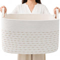 96L Woven Laundry Basket with Handles, Extra Blanket Basket by HZFTJOY