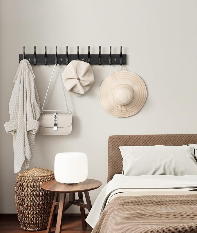 Optish 2 Pack Wooden Coat Rack Wall Mount, 16.1" Rustic Coat Hanger Hooks Wall - Image 6