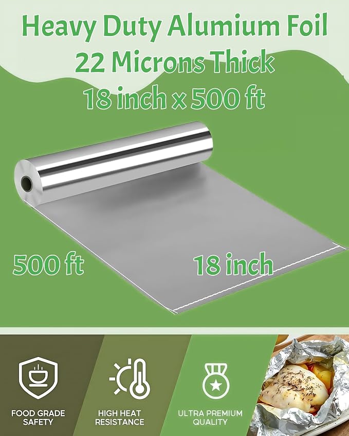 Aluminum Foil Wrap Roll 18 in x 500 ft Heavy Duty Commercial and Home Use - Image 3
