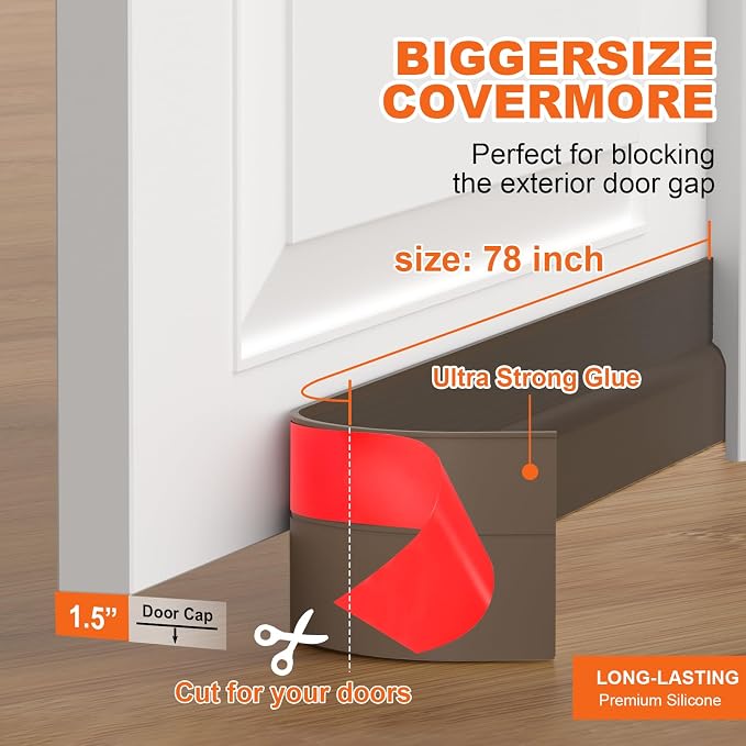 Door Draft Stopper, Door Sweep for Bottom of Door, Weather Stripping Door Seal - Image 8
