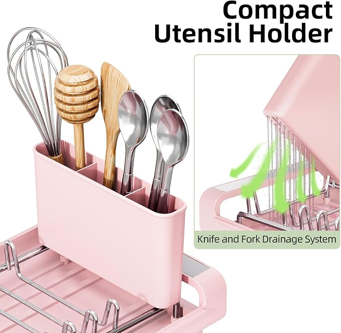TOOLF Small Dish Drying Rack, Expandable and Space-Saving, Compact Design Fits - Image 4