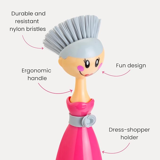 Vigar Dolls Dish Brush with Handle and Holder - Image 3