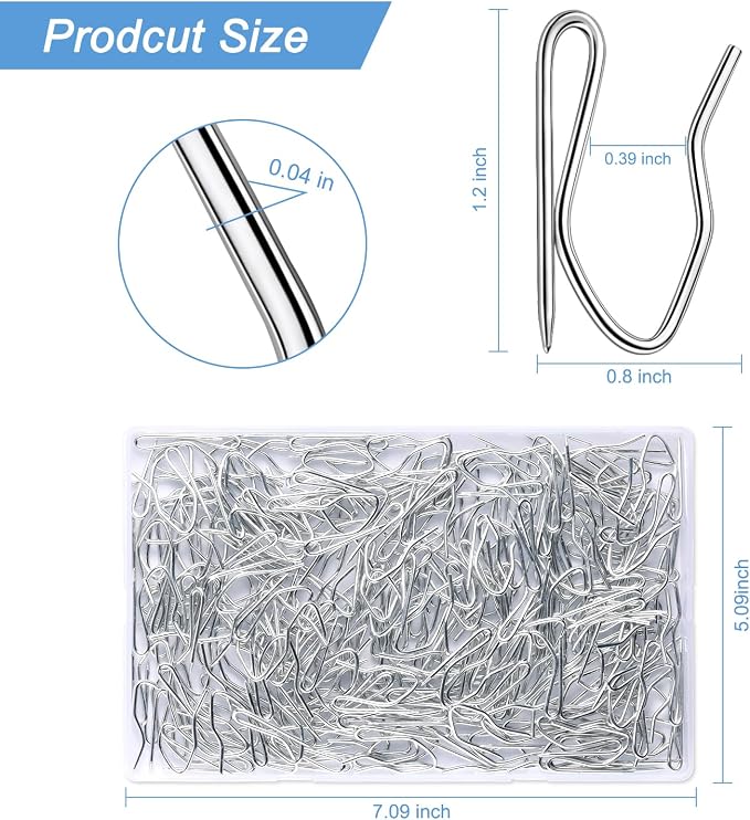 Sopito 200Pcs Curtain Hooks for Door Window Shower Curtain, Durable Metal - Image 2