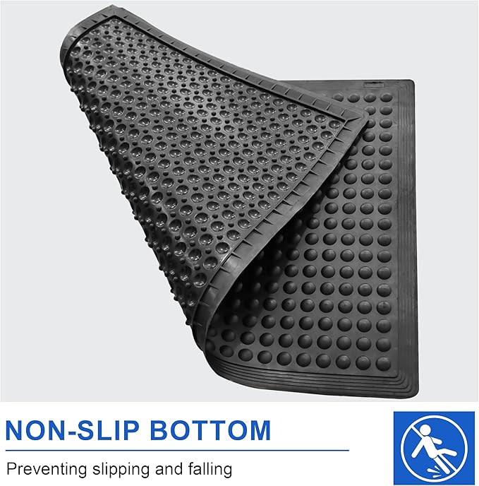 OrangeStar Anti-Fatigue Mat 36"x60" with Textured Nubs, 2-Pack Beveled Edge Kitchen Mat for Commercial Use, Non-Slip Rubber Flooring for Standing Desk, Restaurant, Bar, Black
