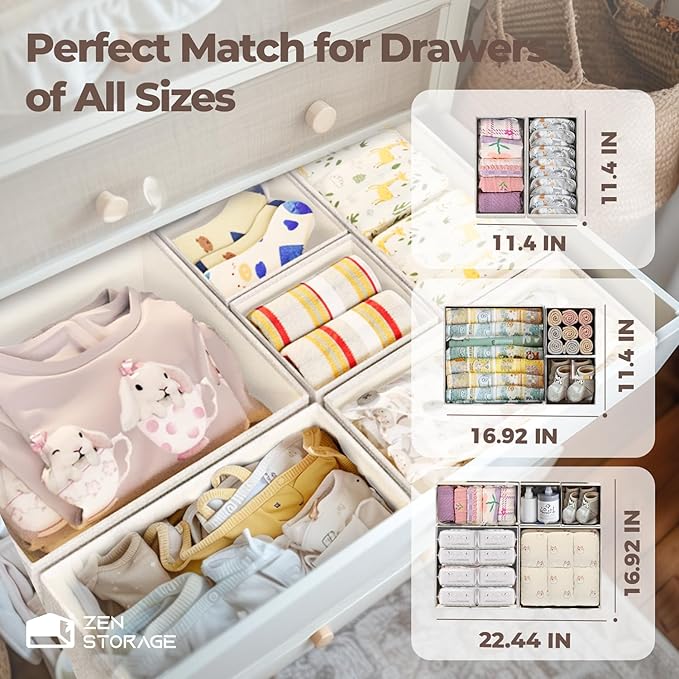 ZenStortage 12Pack Drawer Organizers Clothes, Linen Nursery Drawer Divider | - Image 8
