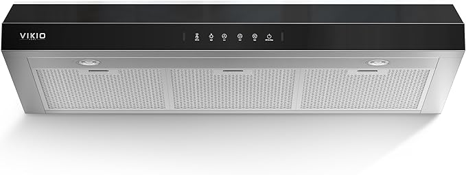 Under Cabinet Range Hood 36 Inch, 900 CFM Dual Centrifugal Motor, 3-Speed Ducted Kitchen Vent, Reusable Filters, Stainless Steel Kitchen Hood with LED Lights, Low Noise, Glass Black