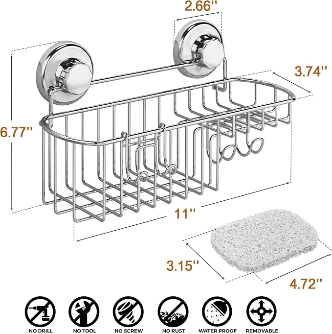 HASKO Suction Cup Shower Caddy Basket - Image 8