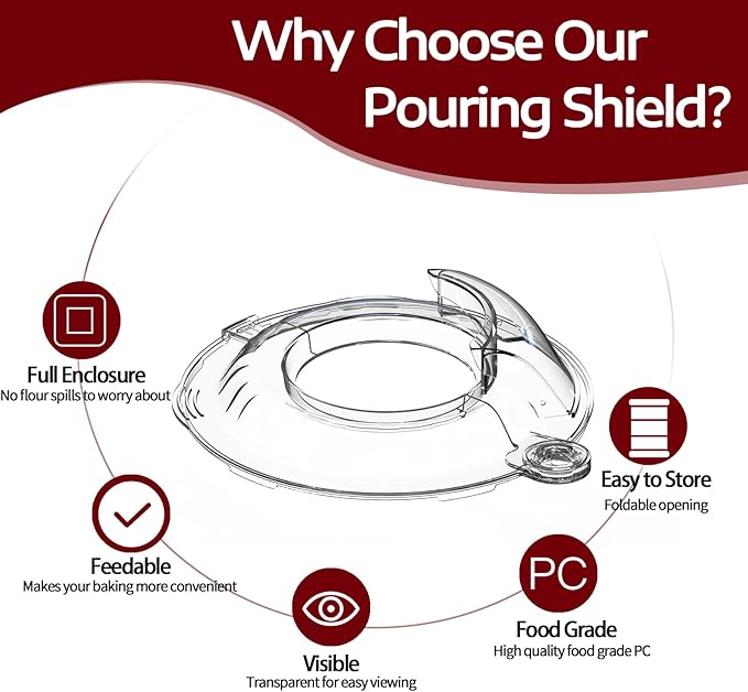 Pouring Shield for KitchenAid Tilt Head 4.5-5QT Stainless Steel (Only),Safety Pouring Shield,Splatter Guard for kitchenaid mixer bowl,Kitchen Aid Stand Mixers,kitchen aid Accessories and Attachments