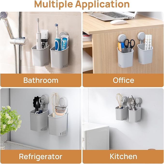 Powerful Suction Toothbrush Holder 2 Pack, Removable Drill-Free Wall Shower - Image 5