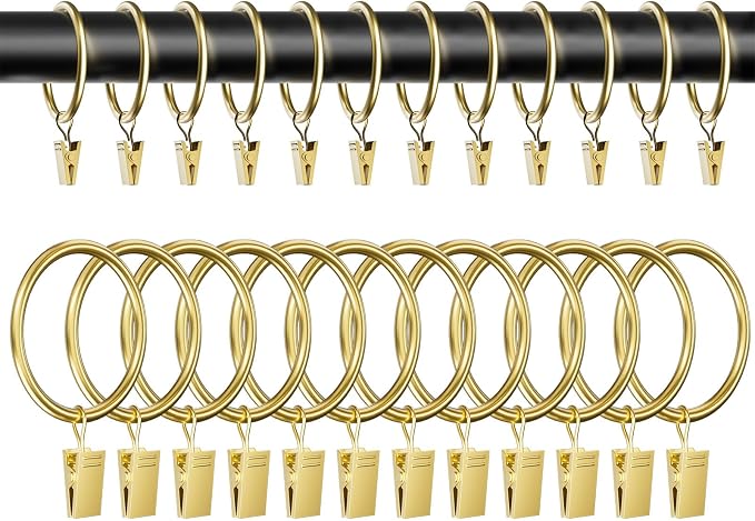 24 Pack Gold Metal Curtain Rings by GASRONS