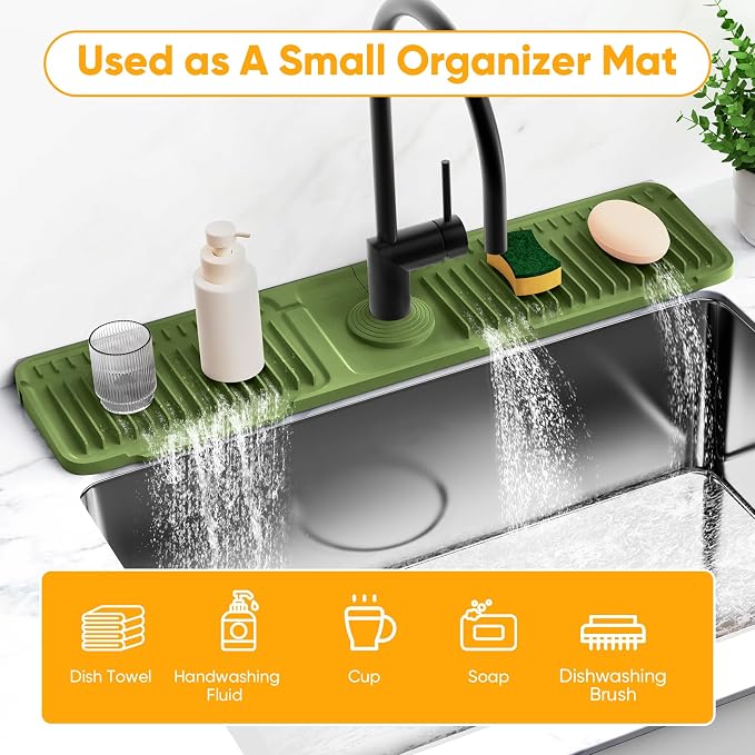 24'' Longer Faucet Mat for Kitchen Sink Splash GuardKitchen Sink Faucet Mat - Image 8