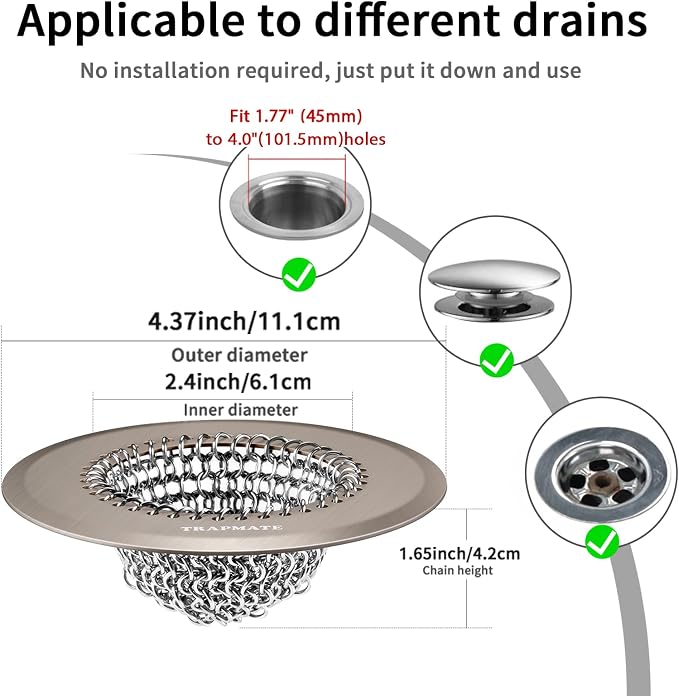Reversible Shower Drain Hair Catcher, Prevent Clogging Bathtub Drain Cover - Image 2