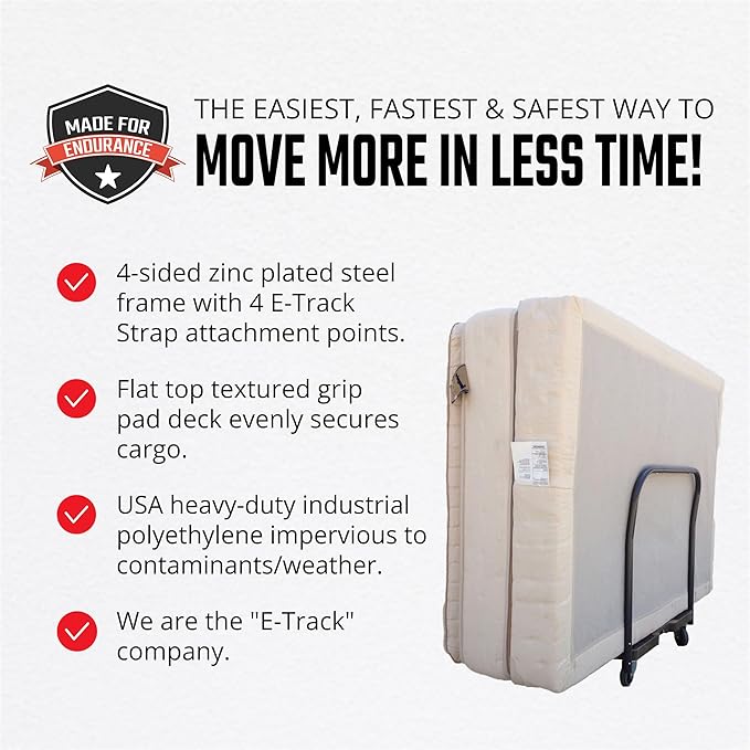 SNAP-LOC, All Terrain, Moving Dolly 4 Wheels Panel Cart with Panel Bars, Heavy Duty Dolly Cart, 6 Inch Casters, E Strap Attachment Included, 1,500 lb Capacity, Made in USA, Black