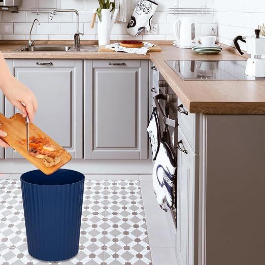 Small Bathroom Trash Can Plastic Wastebasket Garbage Can Navy Blue 2 Pack | - Image 7