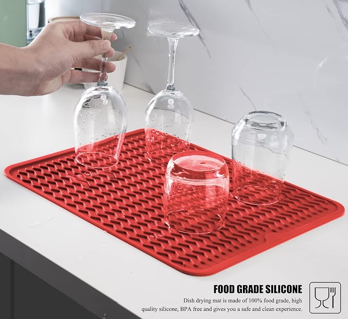 Silicone Dish Drying Mat, Non-Slip Easy Clean Sink Mat, Large Heat-resistant - Image 5