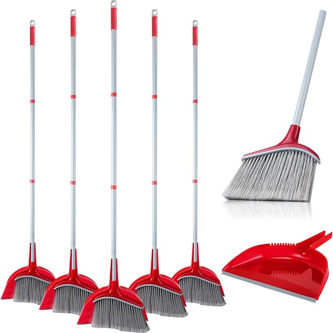 5 Pcs Broom and Dustpan Set, 54 Inch Indoor Angle Broom | Kitchen Cleaning by Meanplan