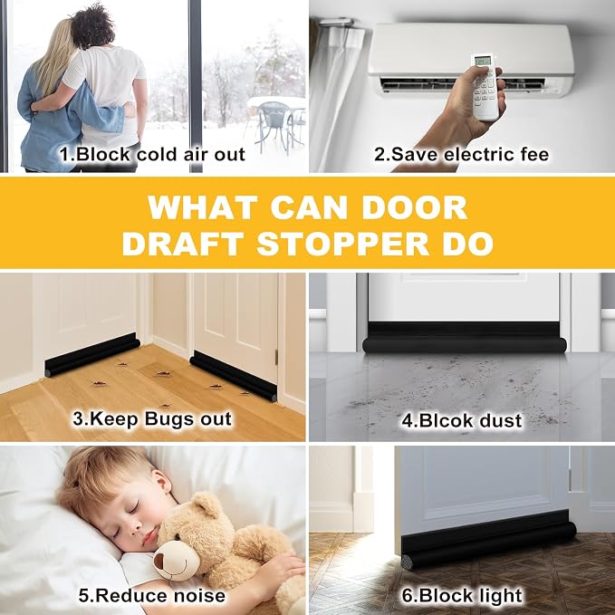 HomeProtect 2 Pack Door Draft Stopper Adjustable 36" 34" 32" 30" Door Sweep - Image 3