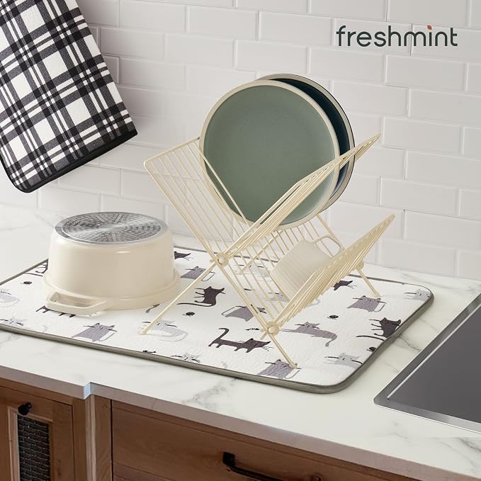 FRESHMINT Dish Drying Mats 2 Pack, Ultra Absorbent, Microfiber, Washable & - Image 5