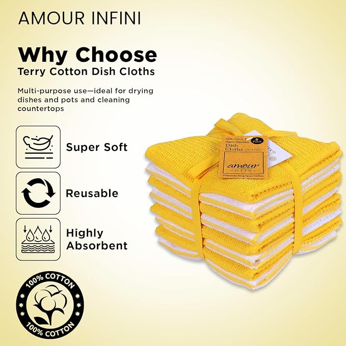 AMOUR INFINI Dish Cloths for Washing Dishes Set of 8 - Image 3