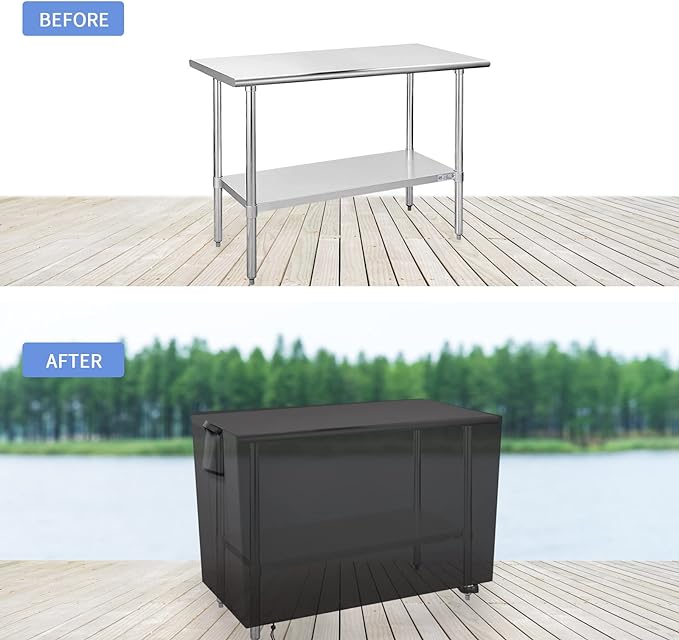 Outdoor Prep Table Cover 60 Inch,Waterproof Fadeproof UV Resistant Patio Stainless Steel Metal BBQ Table Cover All Season Protection for Outdoor Table - 60 x 24 x 35 Inch