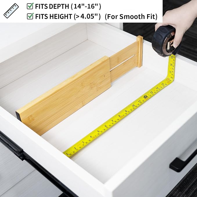 Utoplike Bamboo Drawer Organizer, in Kitchen, Bedroom Drawer, Fit 14"-16" - Image 6
