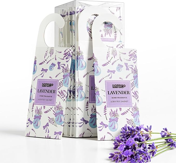 MYARO 12Pcs Lavender Sachets Hanging Car Air Freshener, Closet Deodorizer - Image 8