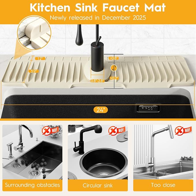 24" Silicone Faucet Mat for Kitchen Sink of The Lastest, Kitchen Sink Water - Image 2