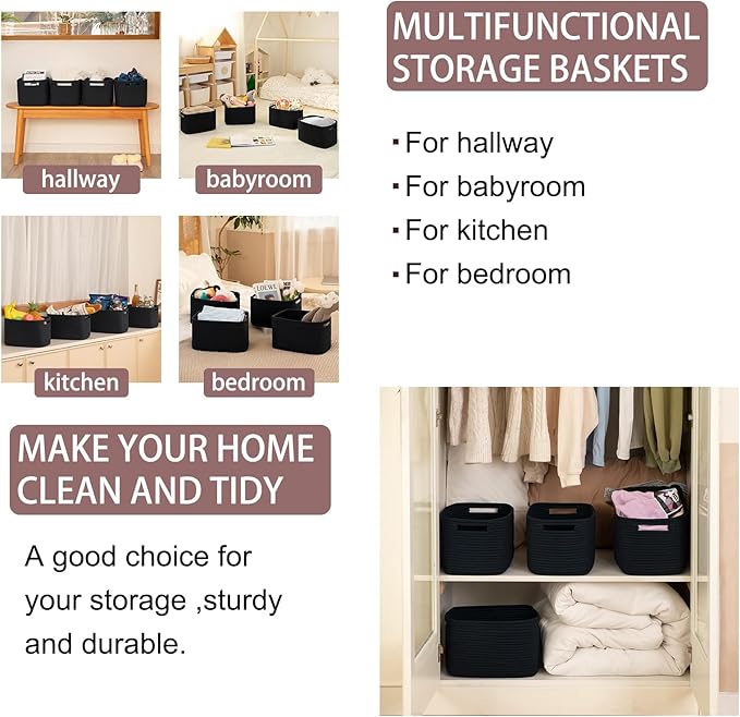 OIAHOMY 4 Pack Storage Baskets for Organizing 15L Cube Storage Bins Black - Image 6