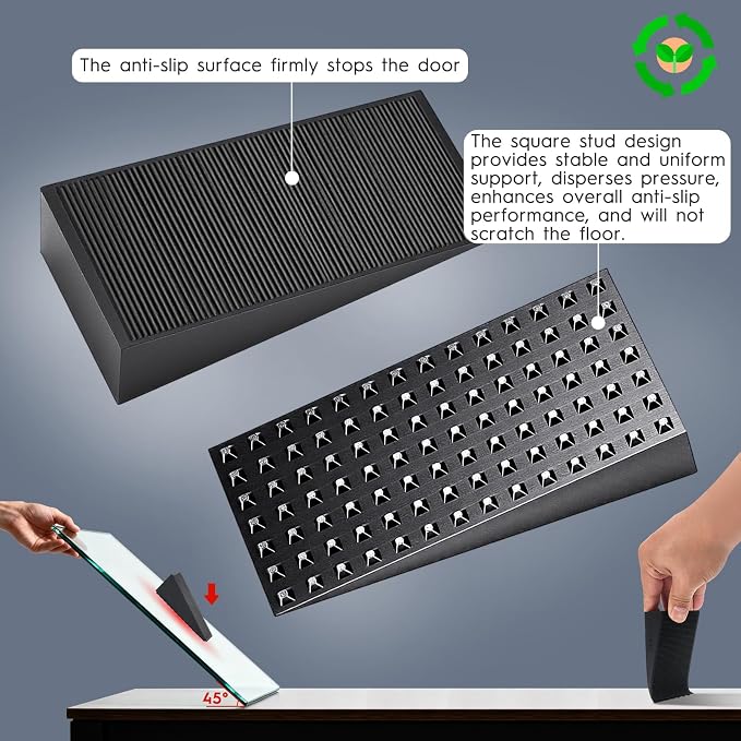 4-Pack Premium Rubber Wedge Door Stops, Solid Heavy-Duty Floor Door Stopper - Image 2