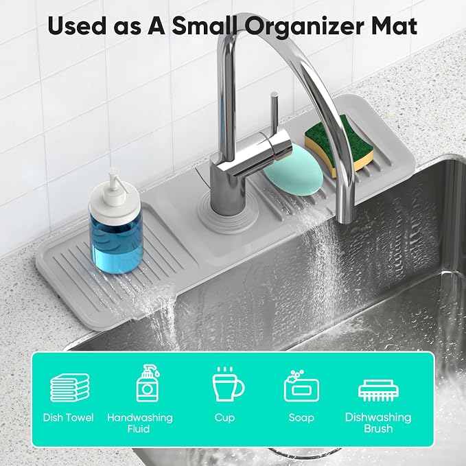 17.7'' Faucet Mat for Kitchen Sink Kitchen Sink Splash Guard Silicone Sink - Image 7